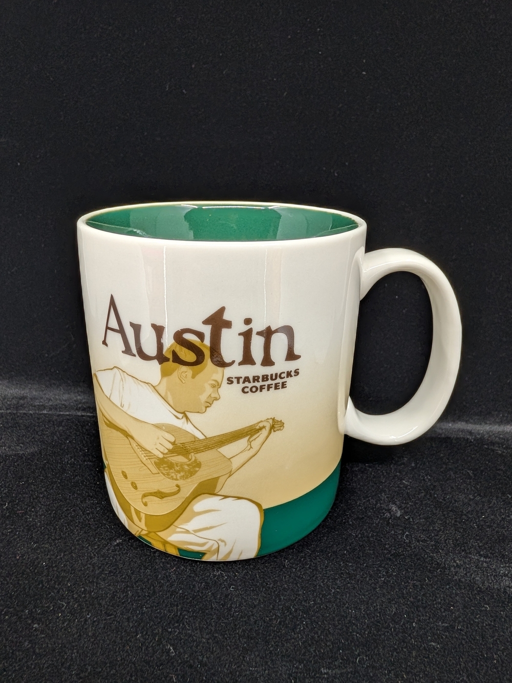 Starbucks Austin Ceramic Mug - White & Green 2009 Collector Series Retired